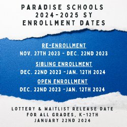 Paradise School Re-Enrollment Begins